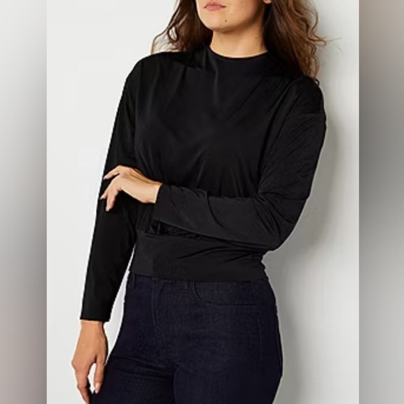 Worthington Women's Long Sleeve Mock Neck Top Black Size L - Picture 2 of 5